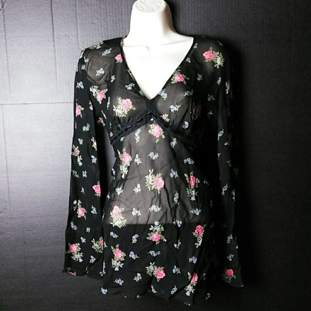 Sheer Ralph Lauren long sleeve blouse.